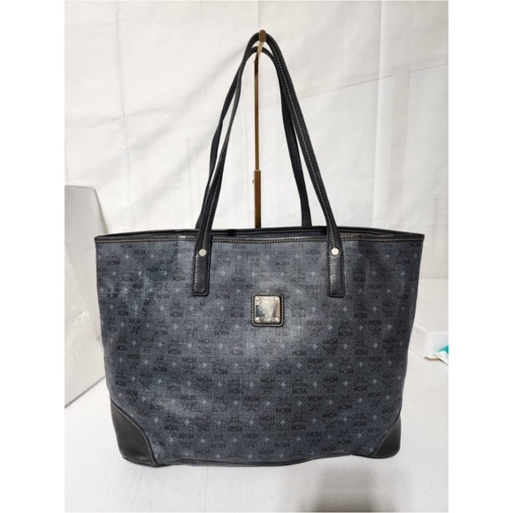 Authentic MCM Anya Shoulder Tote Bag Black